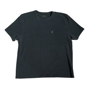 All Saints Esum Short SleeveCrew Neck Tee Thick Thermal Knit Washed Black